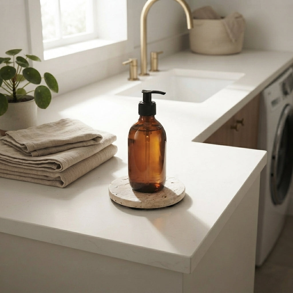MINI ROUND STONE TRIVET | Travertine (unfilled)
