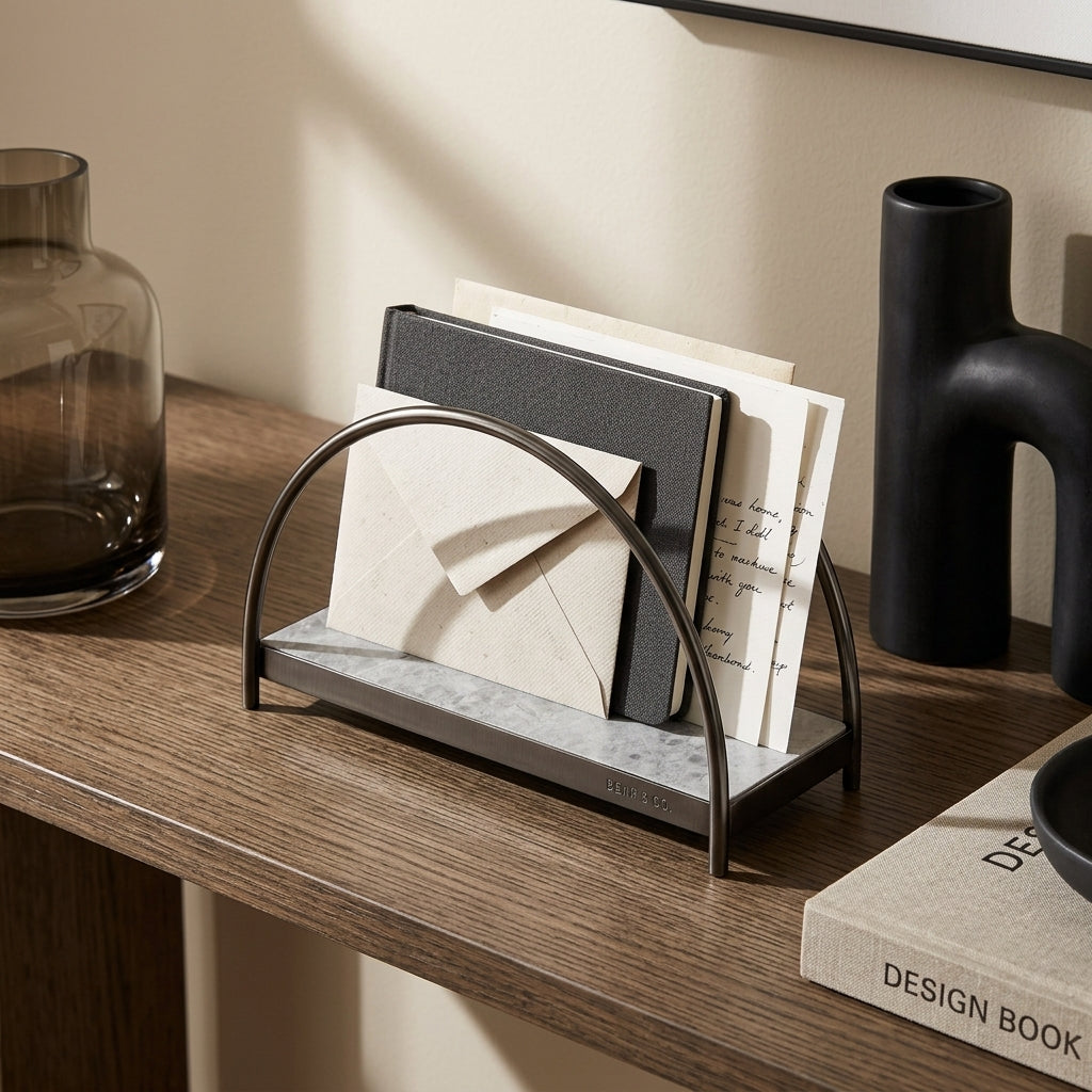 GEO NAPKIN HOLDER | Black Nickel & Grey Tundra