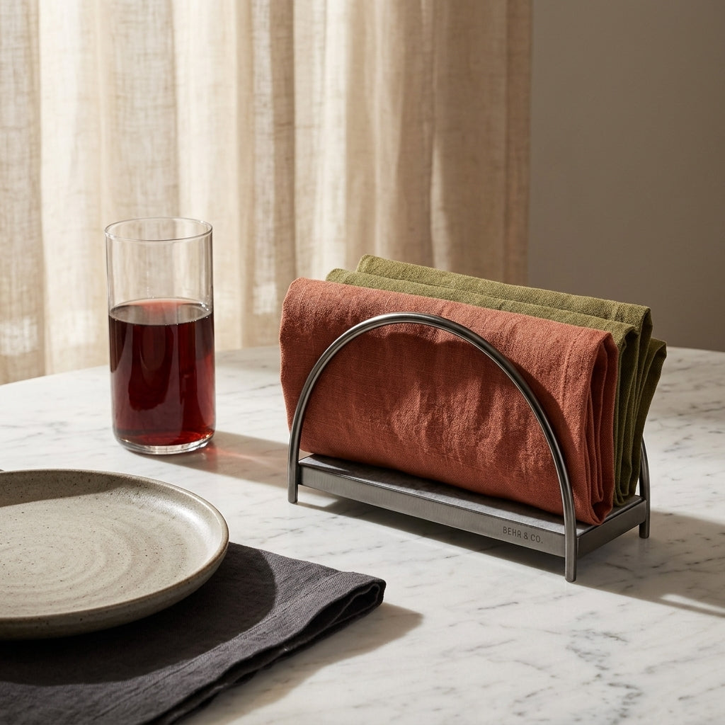 GEO NAPKIN HOLDER | Black Nickel & Grey Tundra