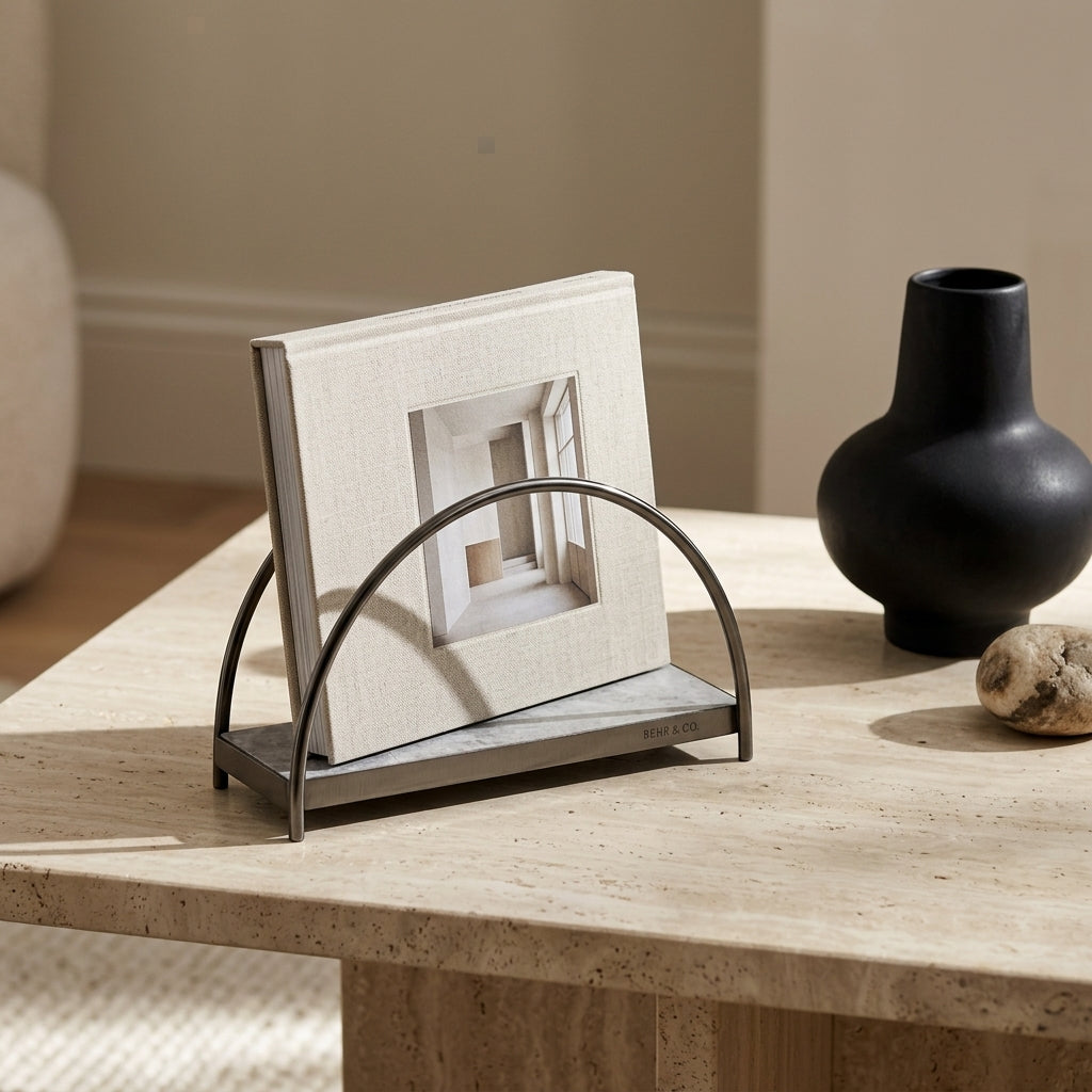 GEO NAPKIN HOLDER | Black Nickel & Grey Tundra