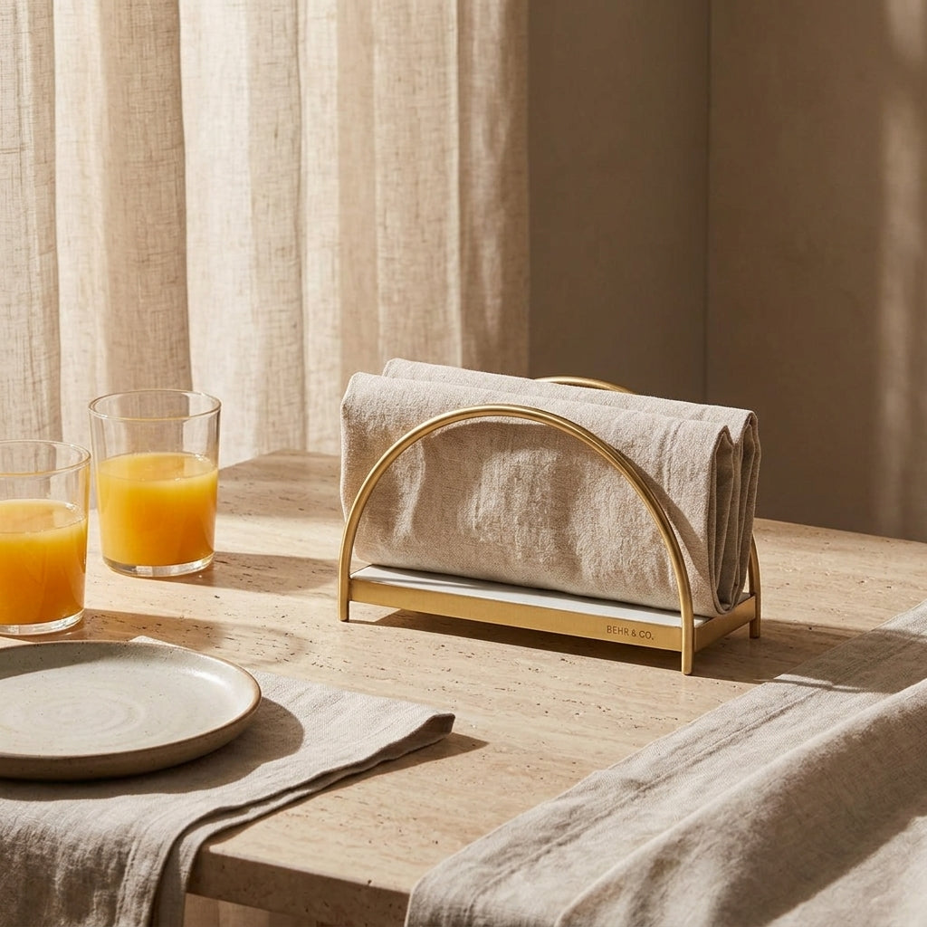 GEO NAPKIN HOLDER | Brass & Carrara - Shop premium Home Decor for modern interiors - premium homewares - luxury home decor online