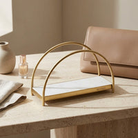 GEO NAPKIN HOLDER | Brass & Carrara - Shop premium Home Decor for modern interiors - premium homewares - luxury home decor online