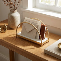 GEO NAPKIN HOLDER | Brass & Carrara - Shop premium Home Decor for modern interiors - premium homewares - luxury home decor online