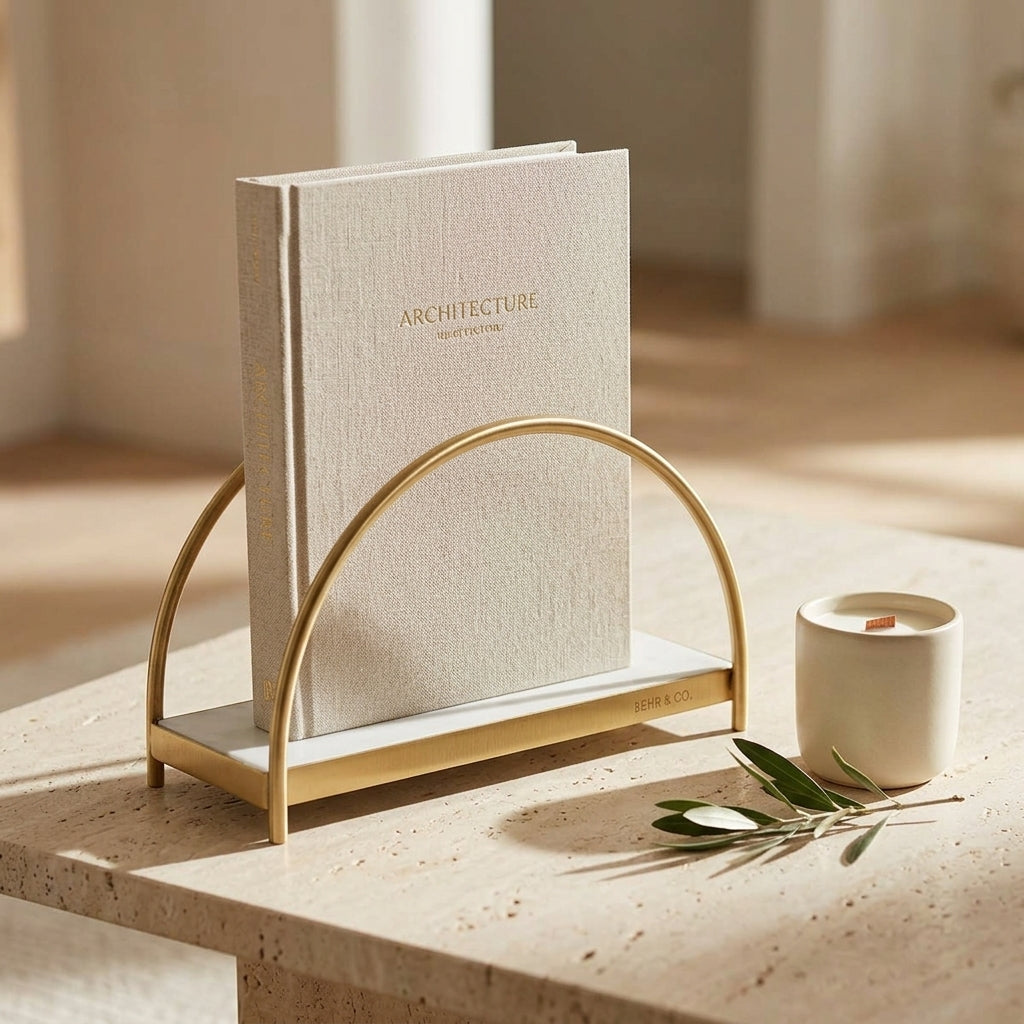GEO NAPKIN HOLDER | Brass & Carrara - Shop premium Home Decor for modern interiors - premium homewares - luxury home decor online