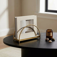 GEO NAPKIN HOLDER | Brass & Carrara - Shop premium Home Decor for modern interiors - premium homewares - luxury home decor online
