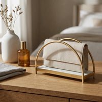 GEO NAPKIN HOLDER | Brass & Carrara - Shop premium Home Decor for modern interiors - premium homewares - luxury home decor online