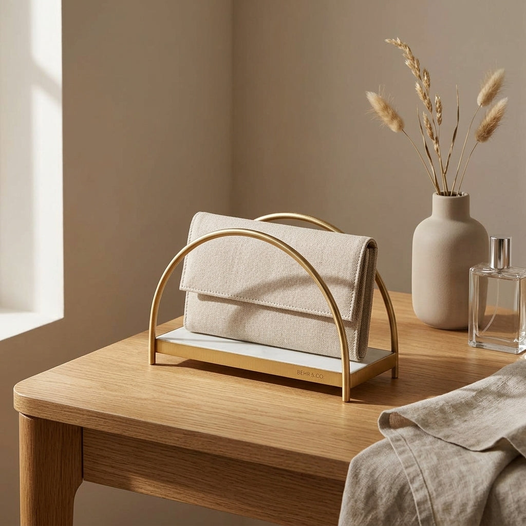 GEO NAPKIN HOLDER | Brass & Carrara - Shop premium Home Decor for modern interiors - premium homewares - luxury home decor online