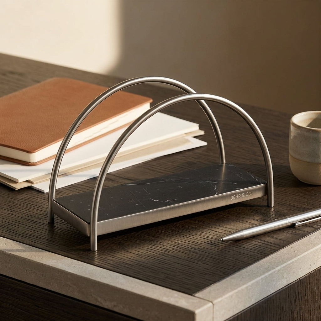 GEO NAPKIN HOLDER | Brushed Nickel & Nero - Shop premium Home Decor for modern interiors - premium homewares - luxury home decor online