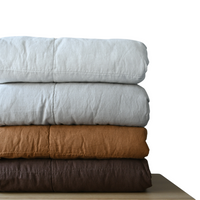 STONEWASHED LINEN THROW | 160*210 Tobac + Stone