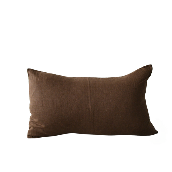 STONEWASHED LINEN RECTANGLE CUSHION COVER | 35*55 | Cocoa