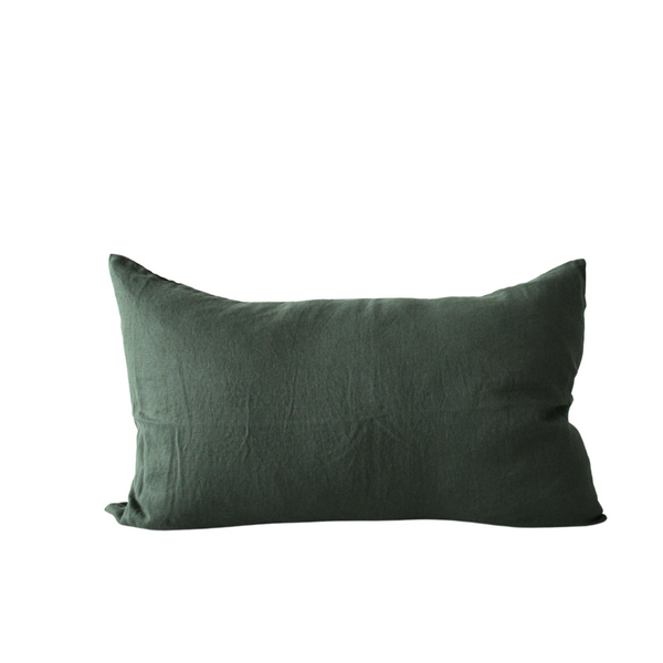 STONEWASHED LINEN RECTANGLE CUSHION COVER | 35*55 | Pine