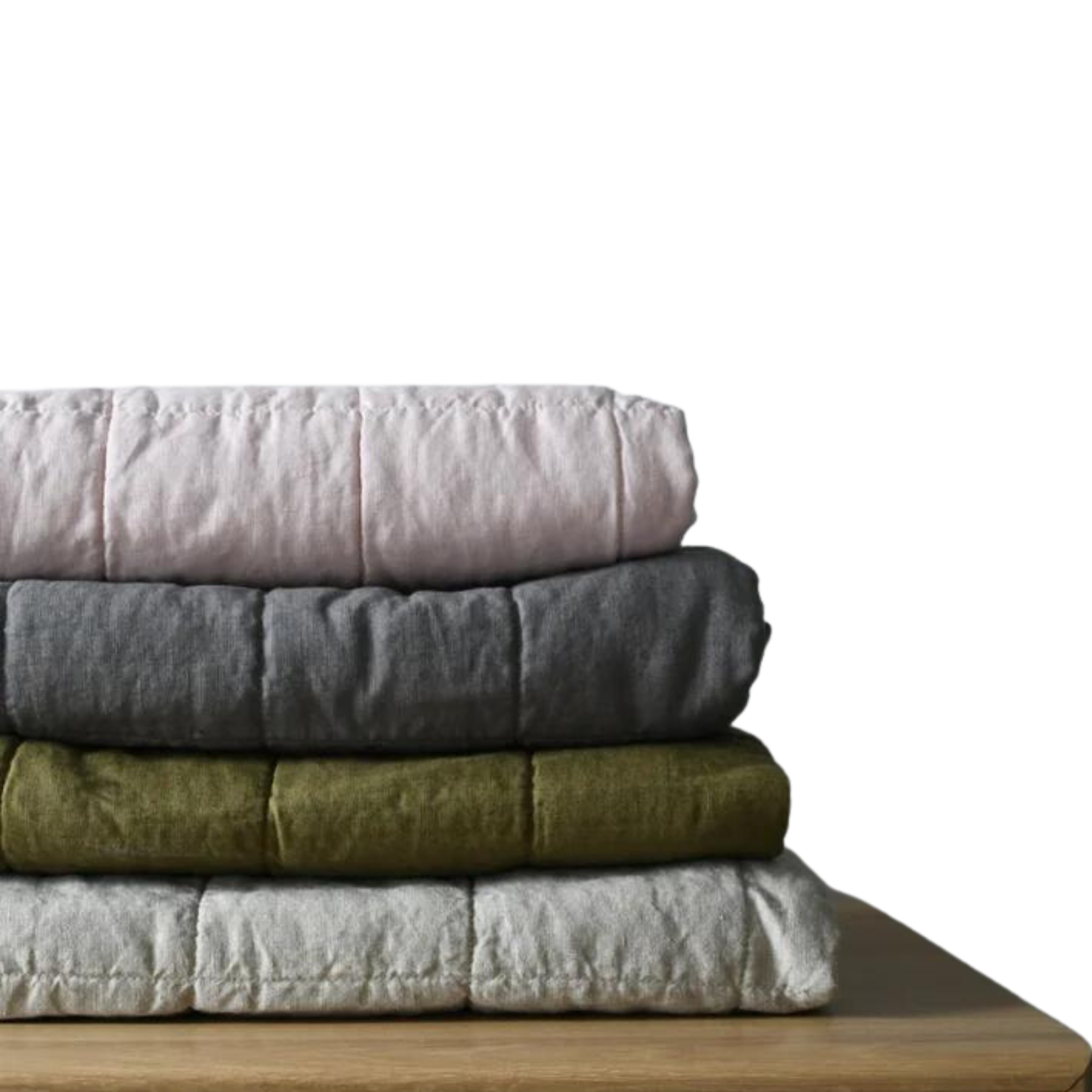 STONEWASHED LINEN BABY/COT QUILT | 120*100 Stone + Stripe