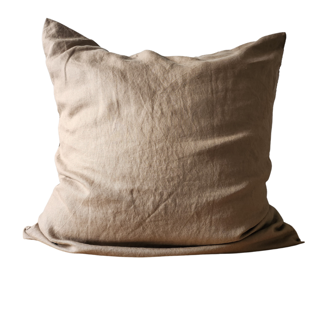 STONEWASHED LINEN SQUARE CUSHION COVER | 65*65 | Latte
