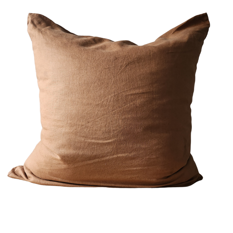STONEWASHED LINEN SQUARE CUSHION COVER | 65*65 | Toffee