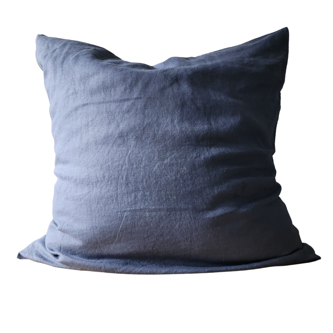 STONEWASHED LINEN SQUARE CUSHION COVER | 65*65 | Marine Blue