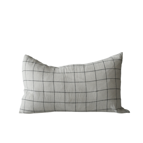 STONEWASHED LINEN RECTANGLE CUSHION COVER | 35*55 | Grid