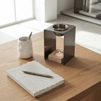OIL BURNER  | Black Nickel & Travertine