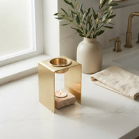 OIL BURNER  | Brass & Travertine