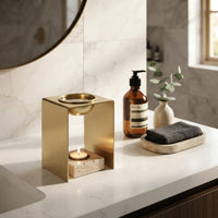 OIL BURNER  | Brass & Travertine
