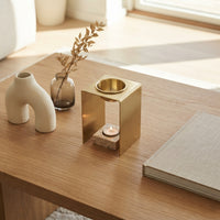OIL BURNER  | Brass & Travertine
