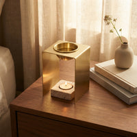 OIL BURNER  | Brass & Travertine