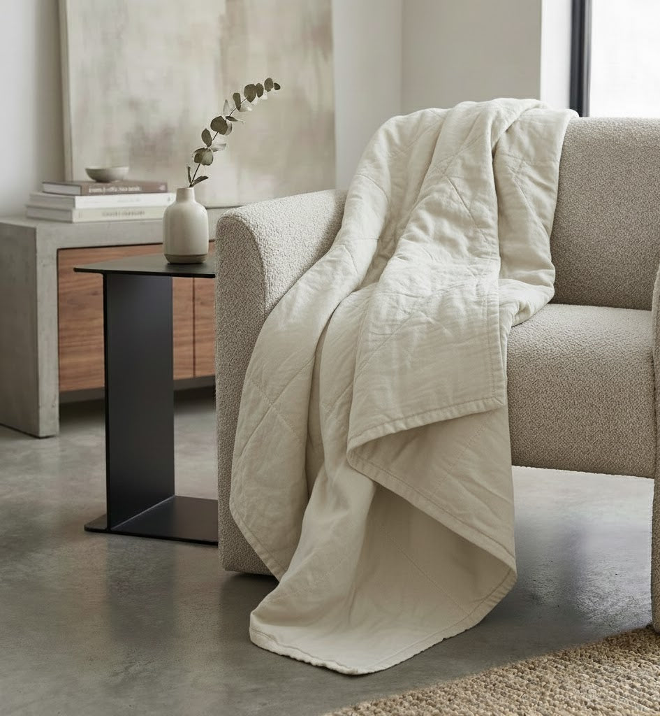 STONEWASHED LINEN THROW | 160*210 Pearl - Shop premium Home Decor for modern interiors - premium homewares - luxury home decor online