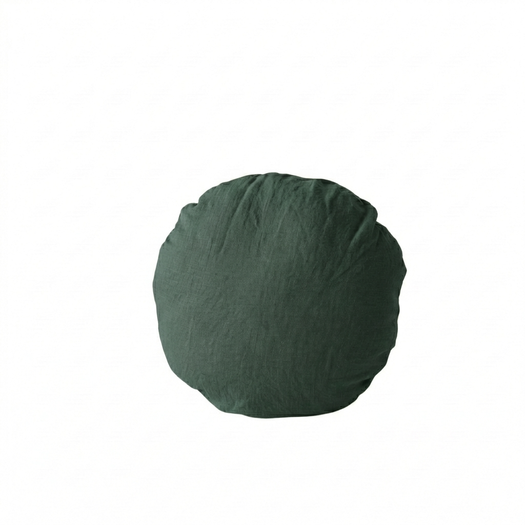 STONEWASHED LINEN ROUND CUSHION COVER | 40cm dia | Pine - Shop premium Home Decor for modern interiors - premium homewares - luxury home decor online