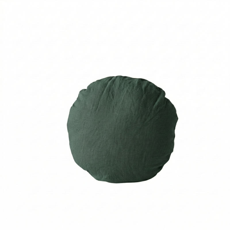 STONEWASHED LINEN ROUND CUSHION COVER | 40cm dia | Pine - Shop premium Home Decor for modern interiors - premium homewares - luxury home decor online