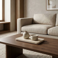 RECTANGLE STONE TRAY | Travertine (filled)