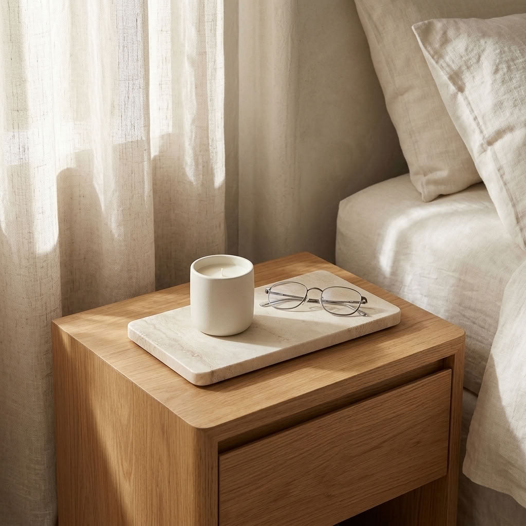 RECTANGLE STONE TRAY | Travertine (filled)