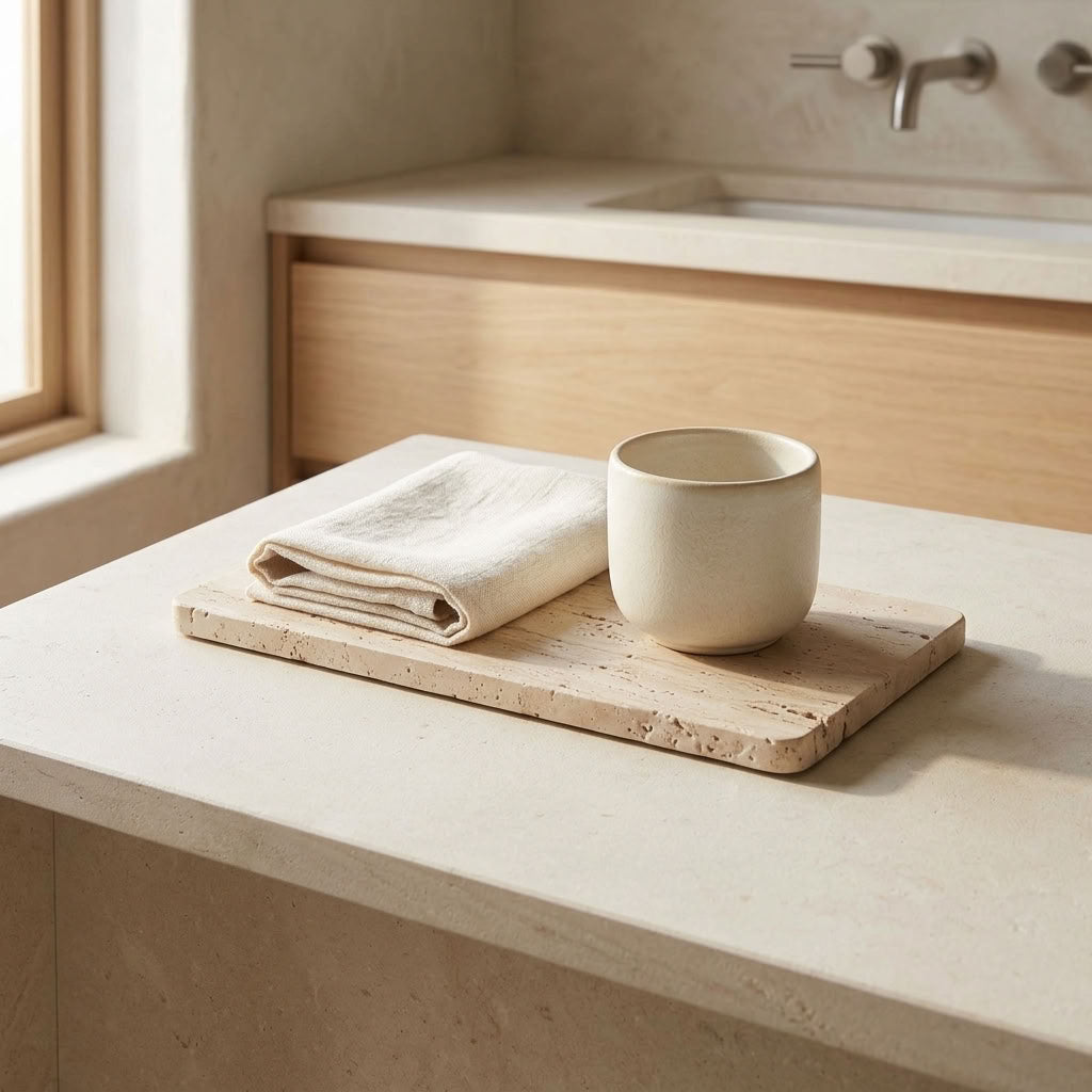 RECTANGLE STONE TRAY | Travertine (unfilled)
