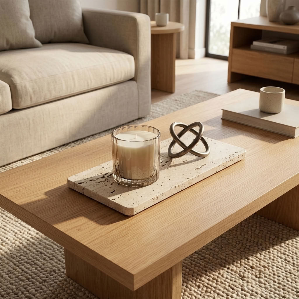 RECTANGLE STONE TRAY | Travertine (unfilled)
