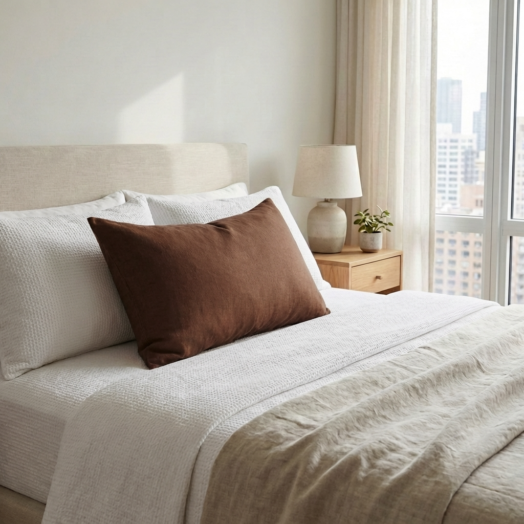 STONEWASHED LINEN RECTANGLE CUSHION COVER | 35*55 | Cocoa - Shop premium Home Decor for modern interiors - premium homewares - luxury home decor online