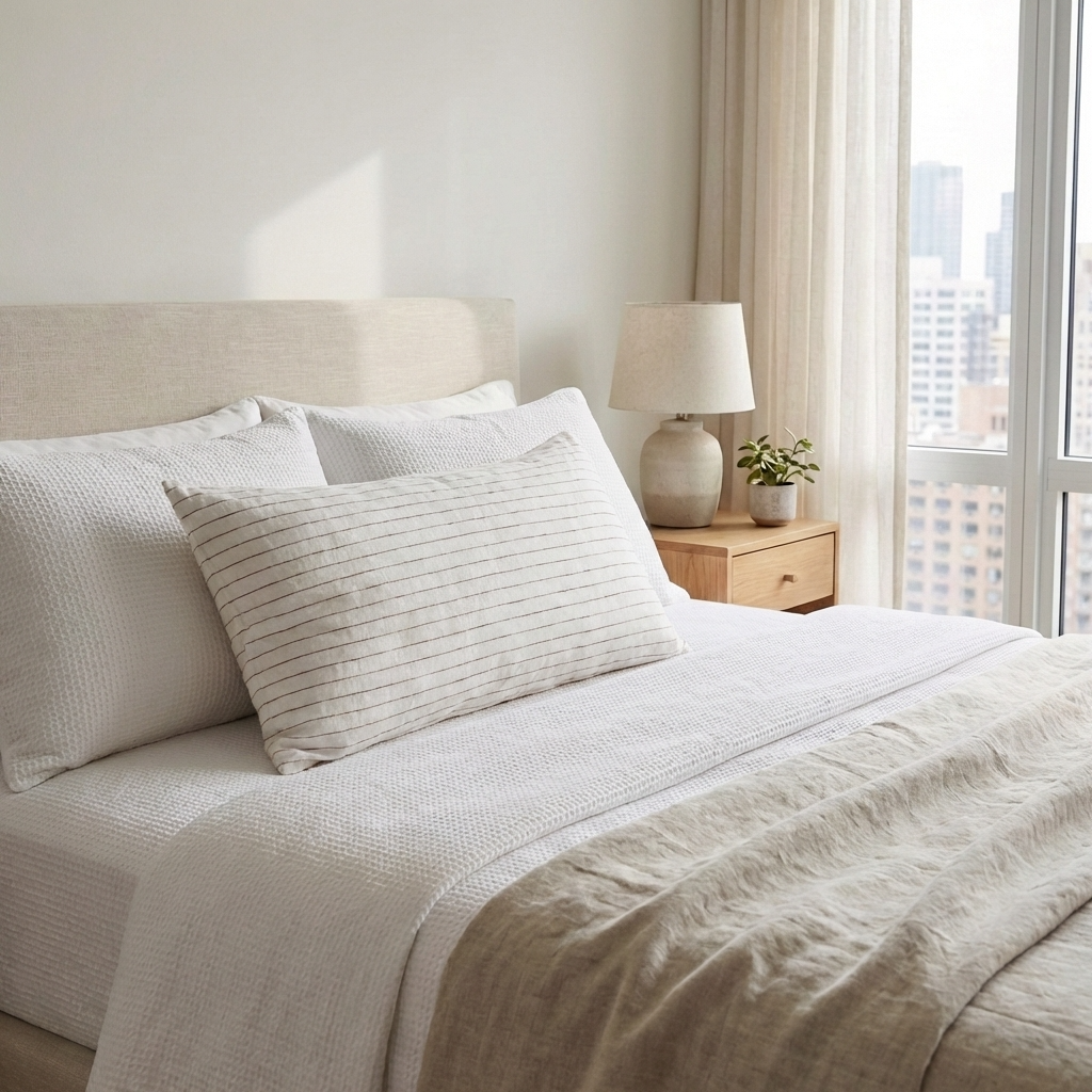 STONEWASHED LINEN RECTANGLE CUSHION COVER | 35*55 | Ginger Pinstripe - Shop premium Home Decor for modern interiors - premium homewares - luxury home decor online