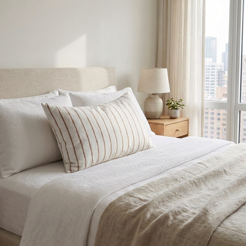 STONEWASHED LINEN RECTANGLE CUSHION COVER | 35*55 | Ginger Pinstripe Wide - Shop premium Home Decor for modern interiors - premium homewares - luxury home decor online