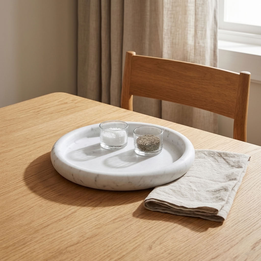 ROUND STONE TRAY | Carrara