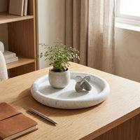 ROUND STONE TRAY | Carrara