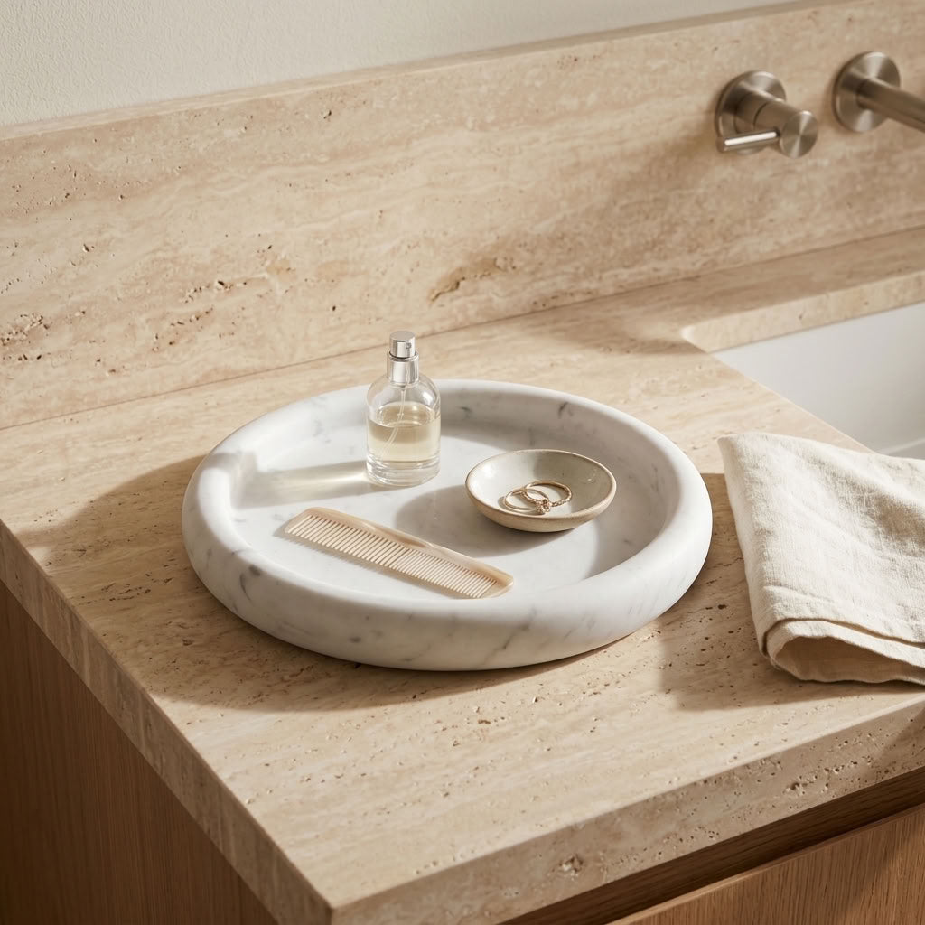 ROUND STONE TRAY | Carrara