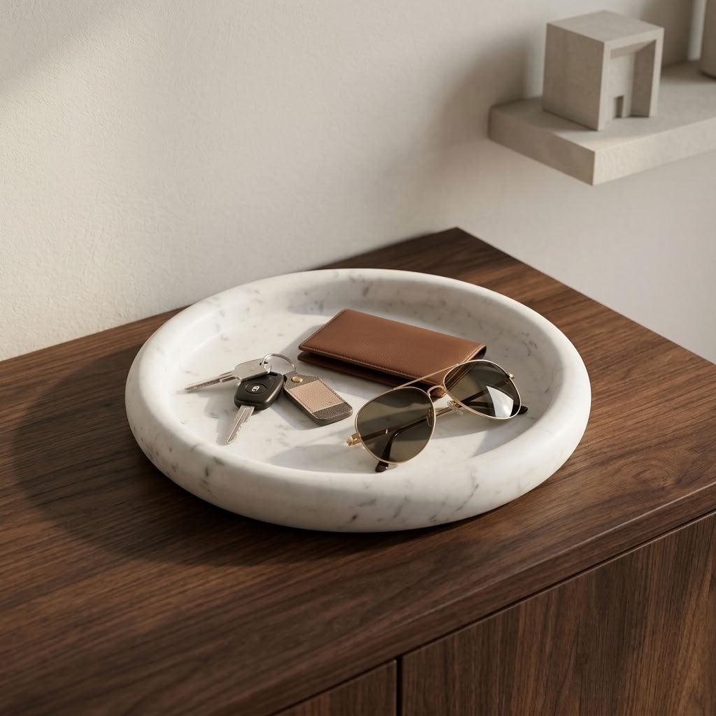 ROUND STONE TRAY | Carrara