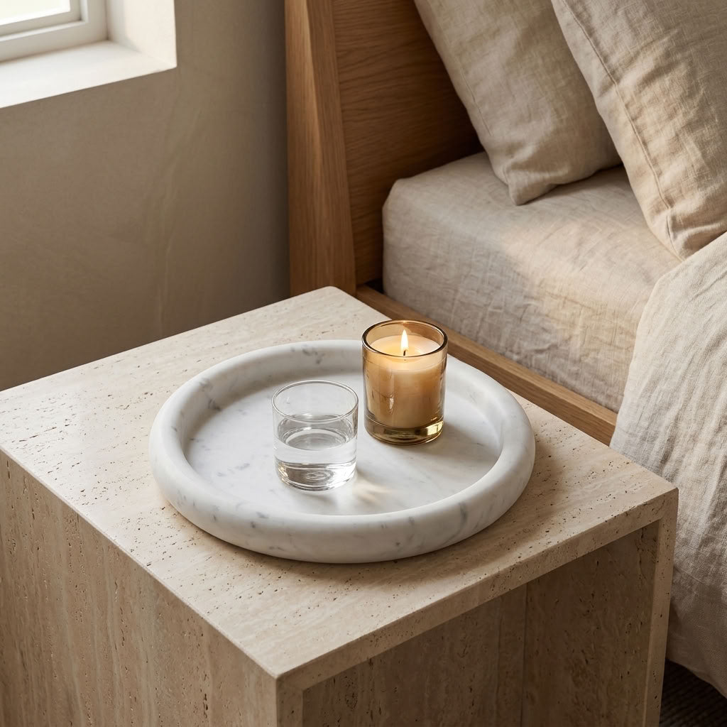 ROUND STONE TRAY | Carrara