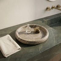 ROUND STONE TRAY | Silver Travertine