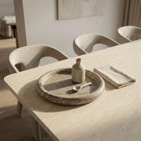 ROUND STONE TRAY | Silver Travertine