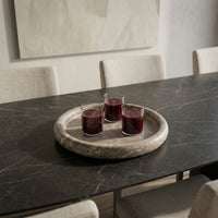 ROUND STONE TRAY | Silver Travertine