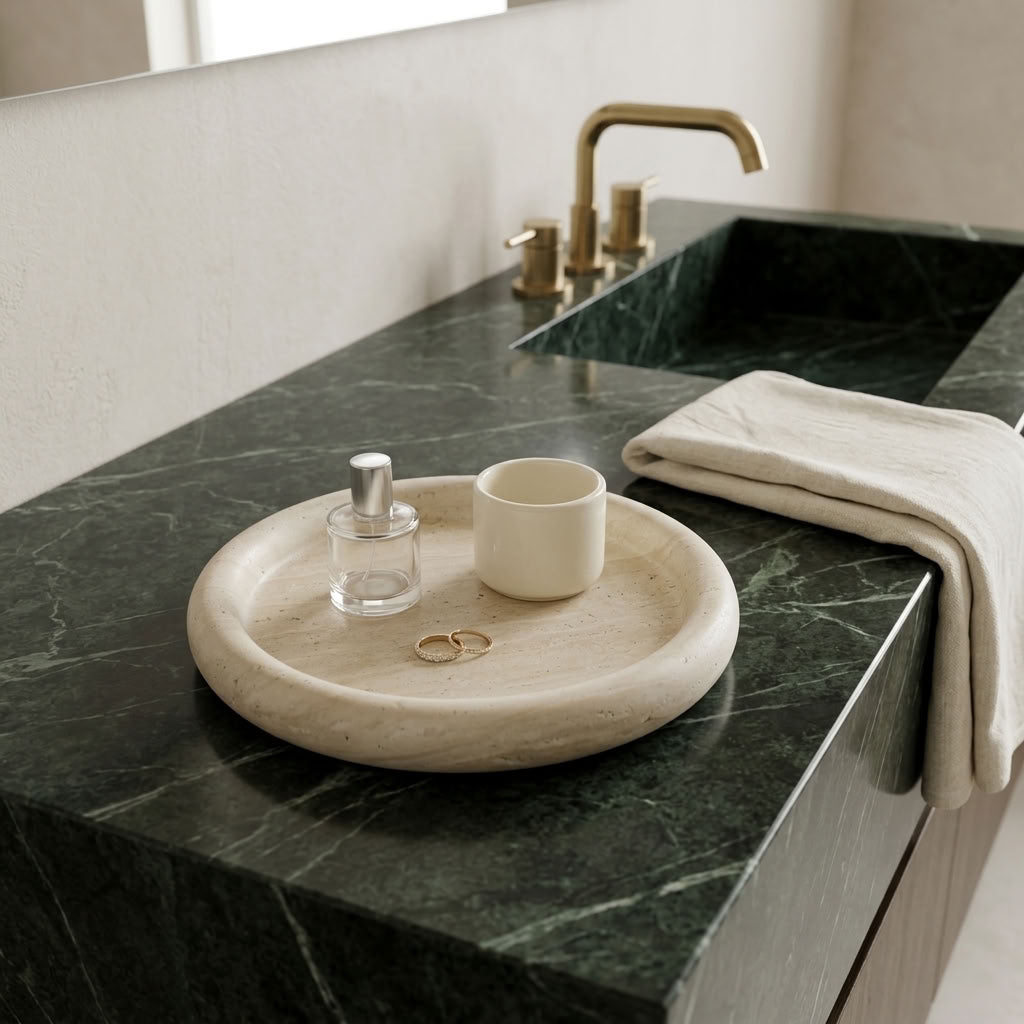 ROUND STONE TRAY | Travertine