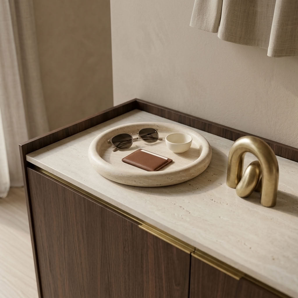 ROUND STONE TRAY | Travertine