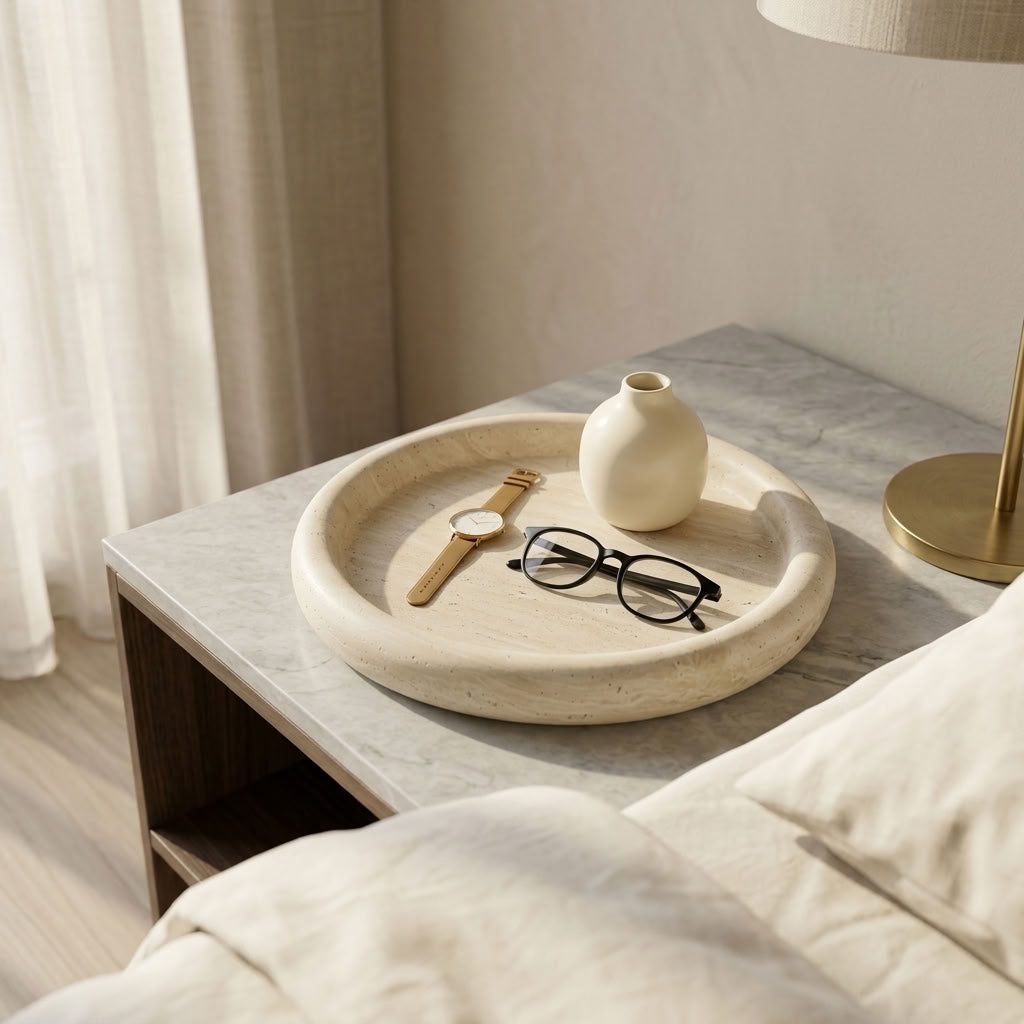 ROUND STONE TRAY | Travertine