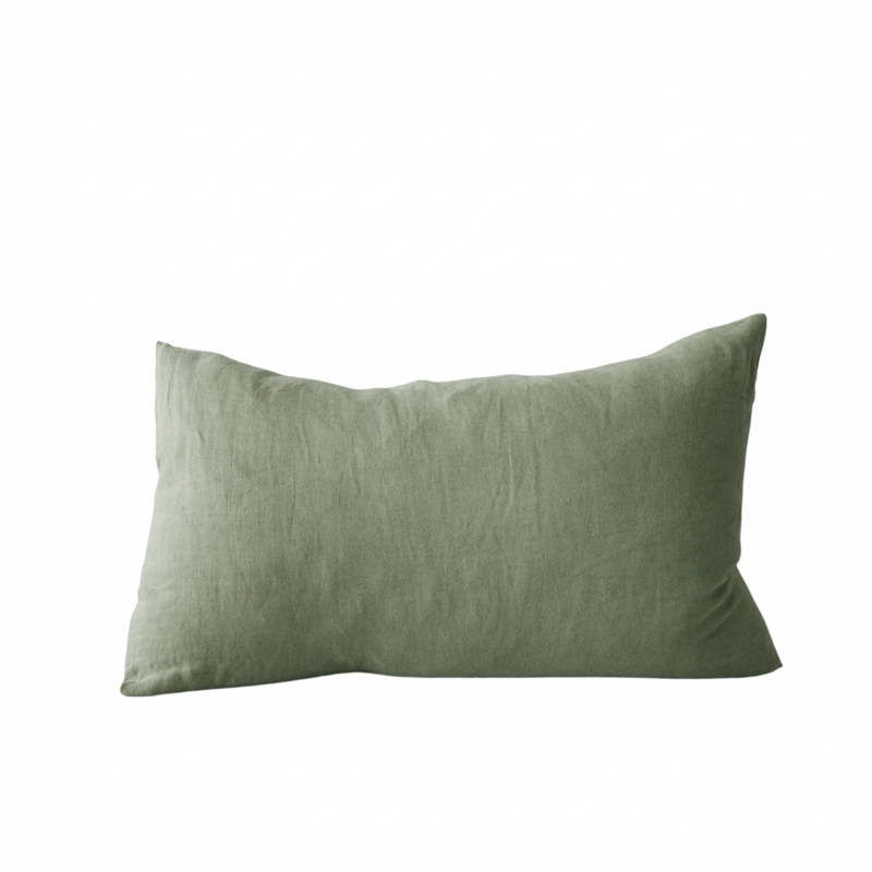 STONEWASHED LINEN RECTANGLE CUSHION COVER | 35*55 | Sage - Shop premium Home Decor for modern interiors - premium homewares - luxury home decor online