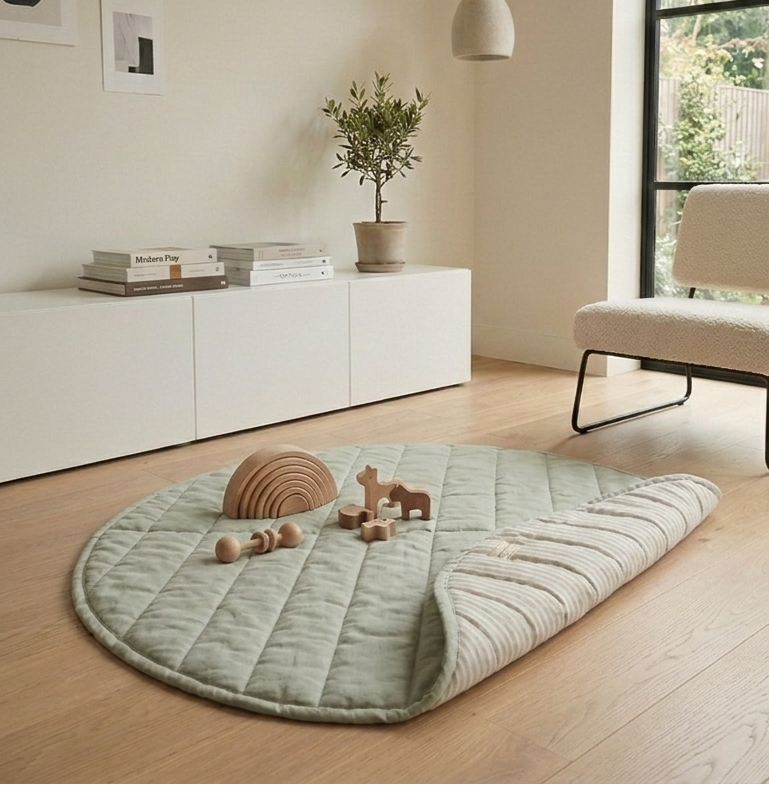 Behr&Co reversible sage (green) and stripe baby play mat which can be used for tummy time too