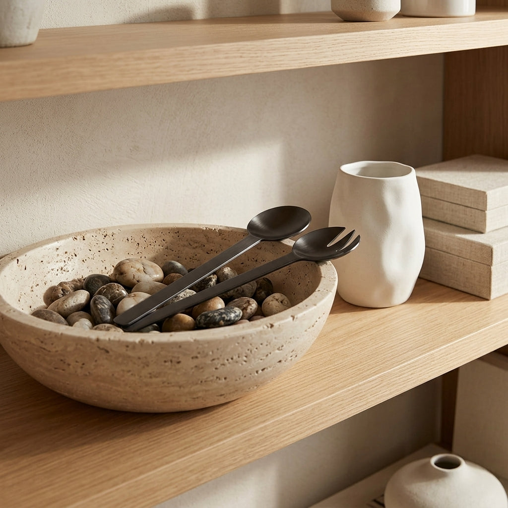 GEO SALAD SERVERS | Black Nickel