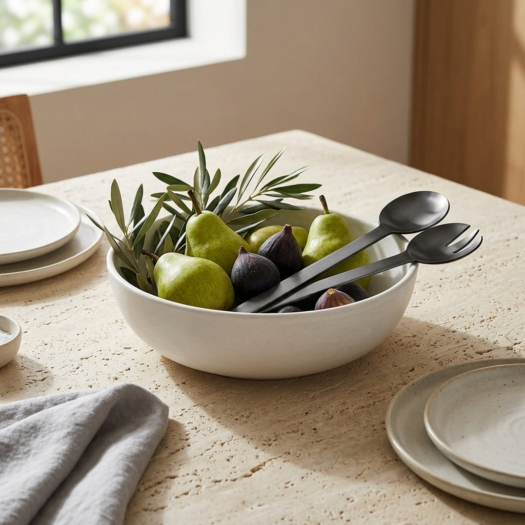 GEO SALAD SERVERS | Black Nickel
